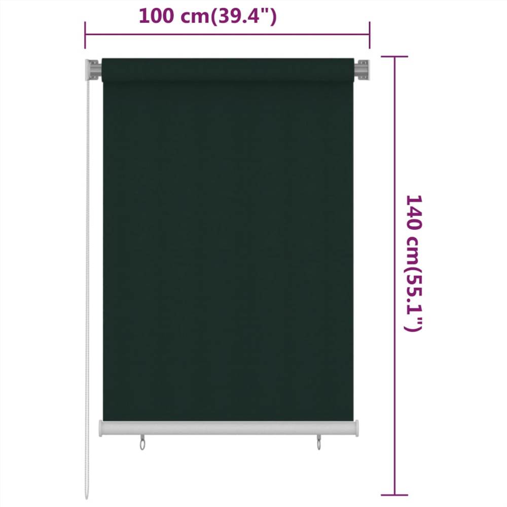 Outdoor Roller Blind 100x140 cm Dark Green HDPE