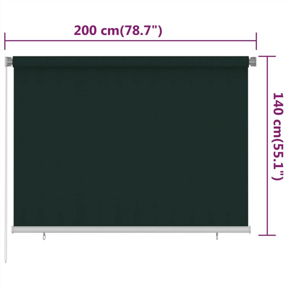 Outdoor Roller Blind 200x140 cm Dark Green HDPE