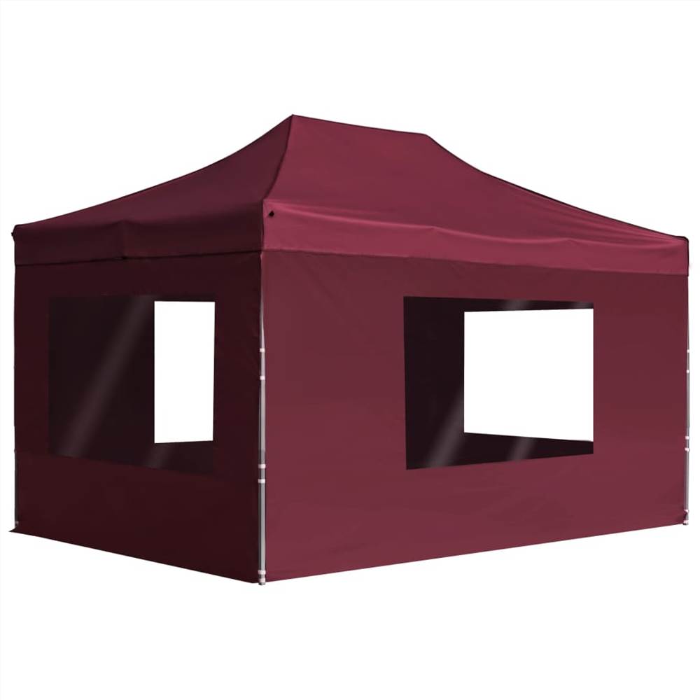 

Professional Folding Party Tent with Walls Aluminium 4.5x3 m Wine Red