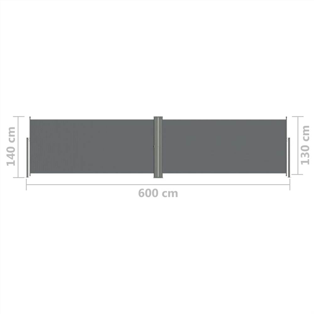 Retractable Side Awning Anthracite 140x600 cm