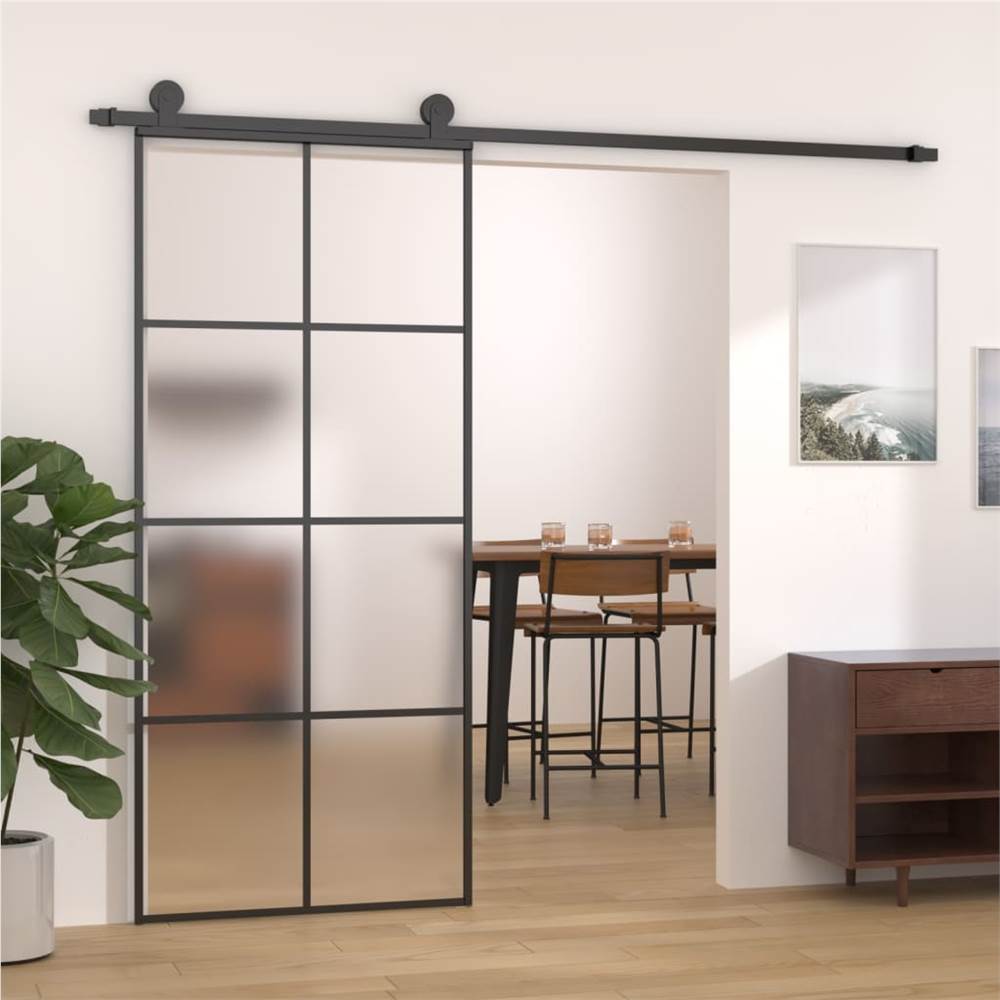 

Sliding Door Frosted ESG Glass and Aluminium 90x205 cm Black