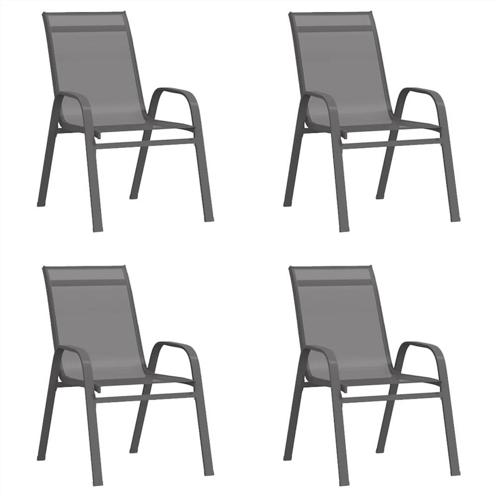 

Stackable Garden Chairs 4 pcs Grey Textilene Fabric