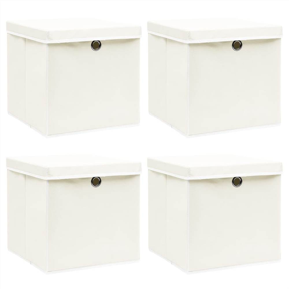 

Storage Boxes with Lids 4 pcs White 32x32x32 cm Fabric