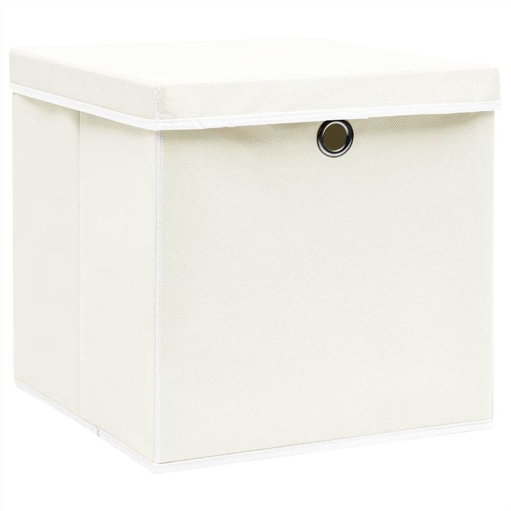 Storage Boxes with Lids 4 pcs White 32x32x32 cm Fabric