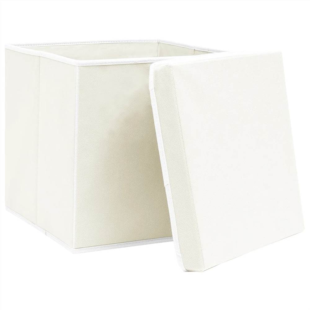 Storage Boxes with Lids 4 pcs White 32x32x32 cm Fabric