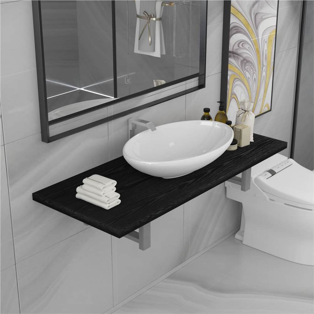 

Two Piece Bathroom Furniture Set Ceramic Black
