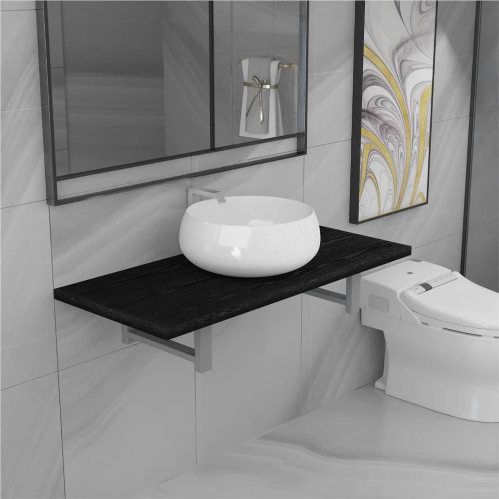

Two Piece Bathroom Furniture Set Ceramic Black