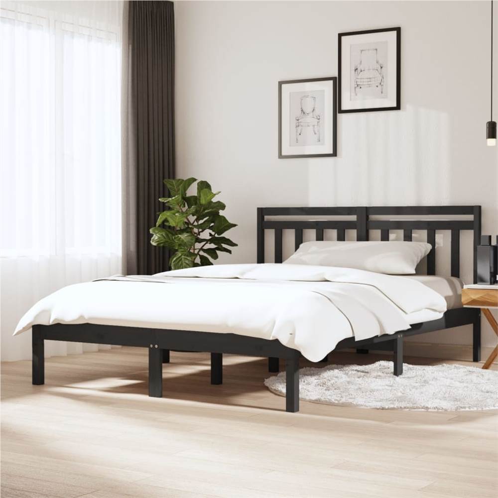 

Bed Frame Grey Solid Wood 160x200 cm 5FT King Size