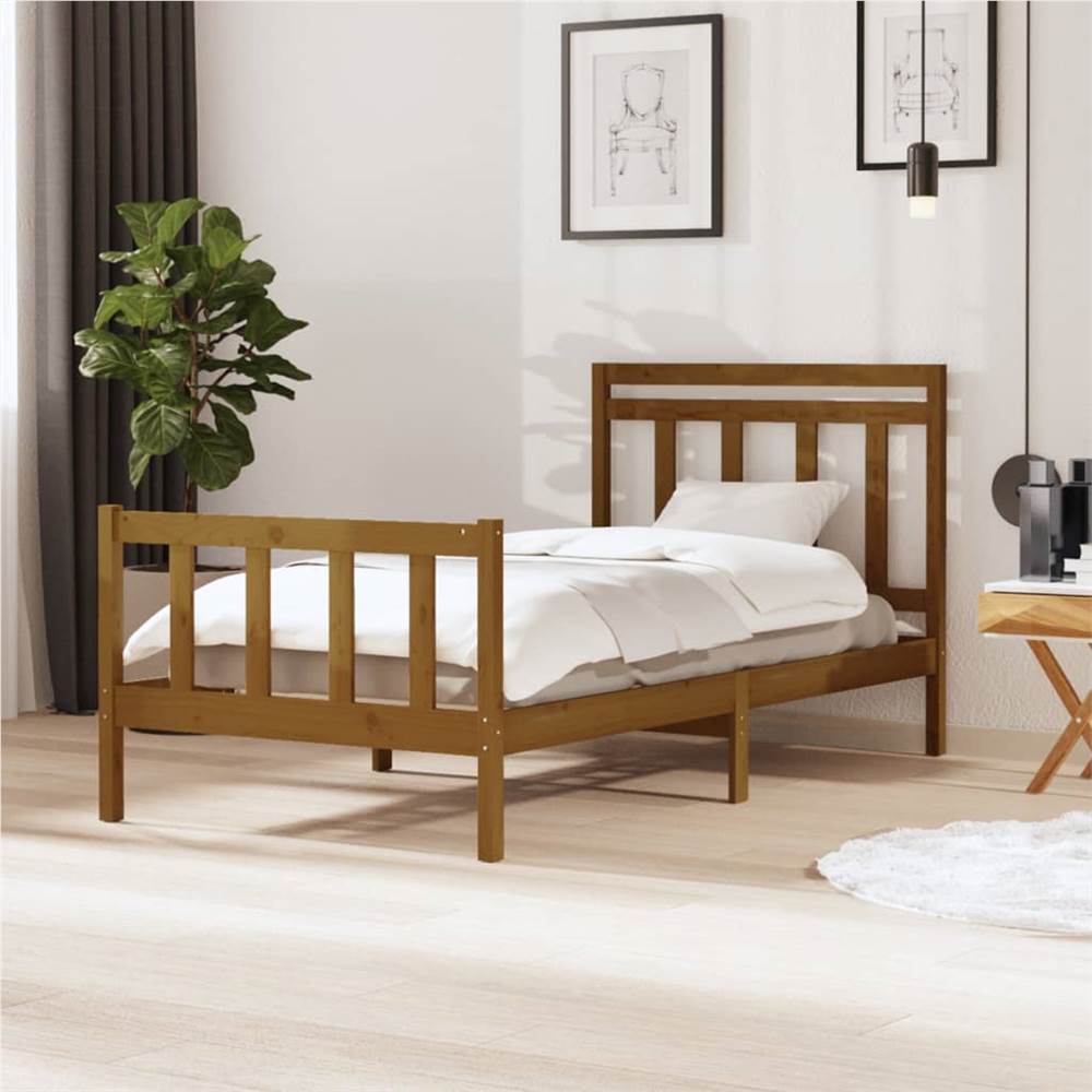 

Bed Frame Honey Brown Solid Wood 100x200 cm