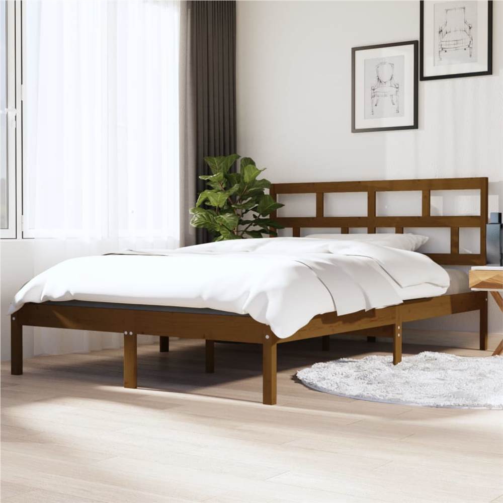 

Bed Frame Honey Brown Solid Wood 120x190 cm 4FT Small Double