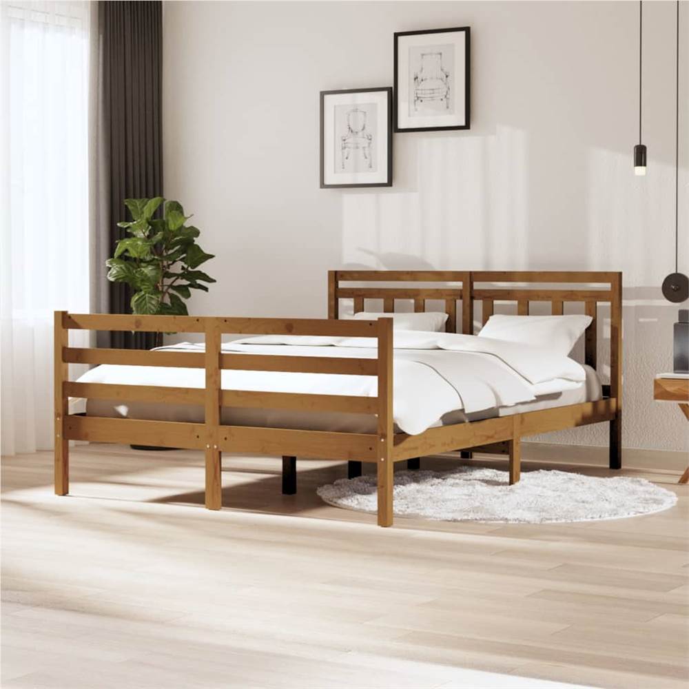 

Bed Frame Honey Brown Solid Wood 140x200 cm 4FT6 Double