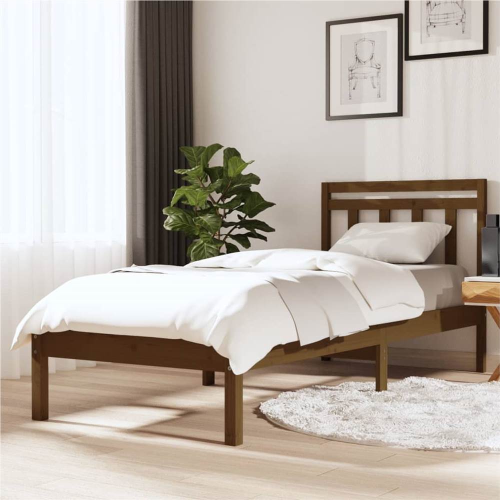 

Bed Frame Honey Brown Solid Wood 75x190 cm 2FT6 Small Single