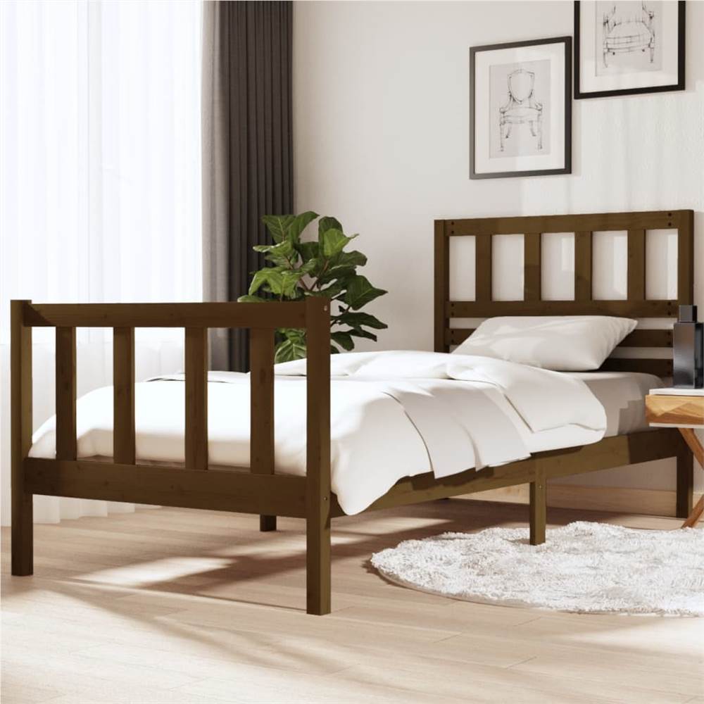 

Bed Frame Honey Brown Solid Wood 90x200 cm Single