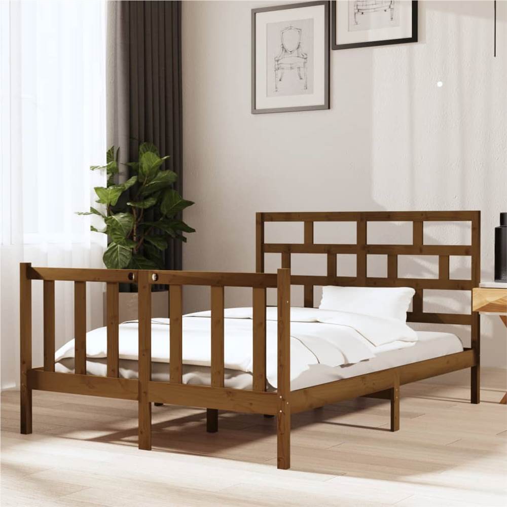 

Bed Frame Honey Brown Solid Wood Pine 135x190 cm 4FT6 Double