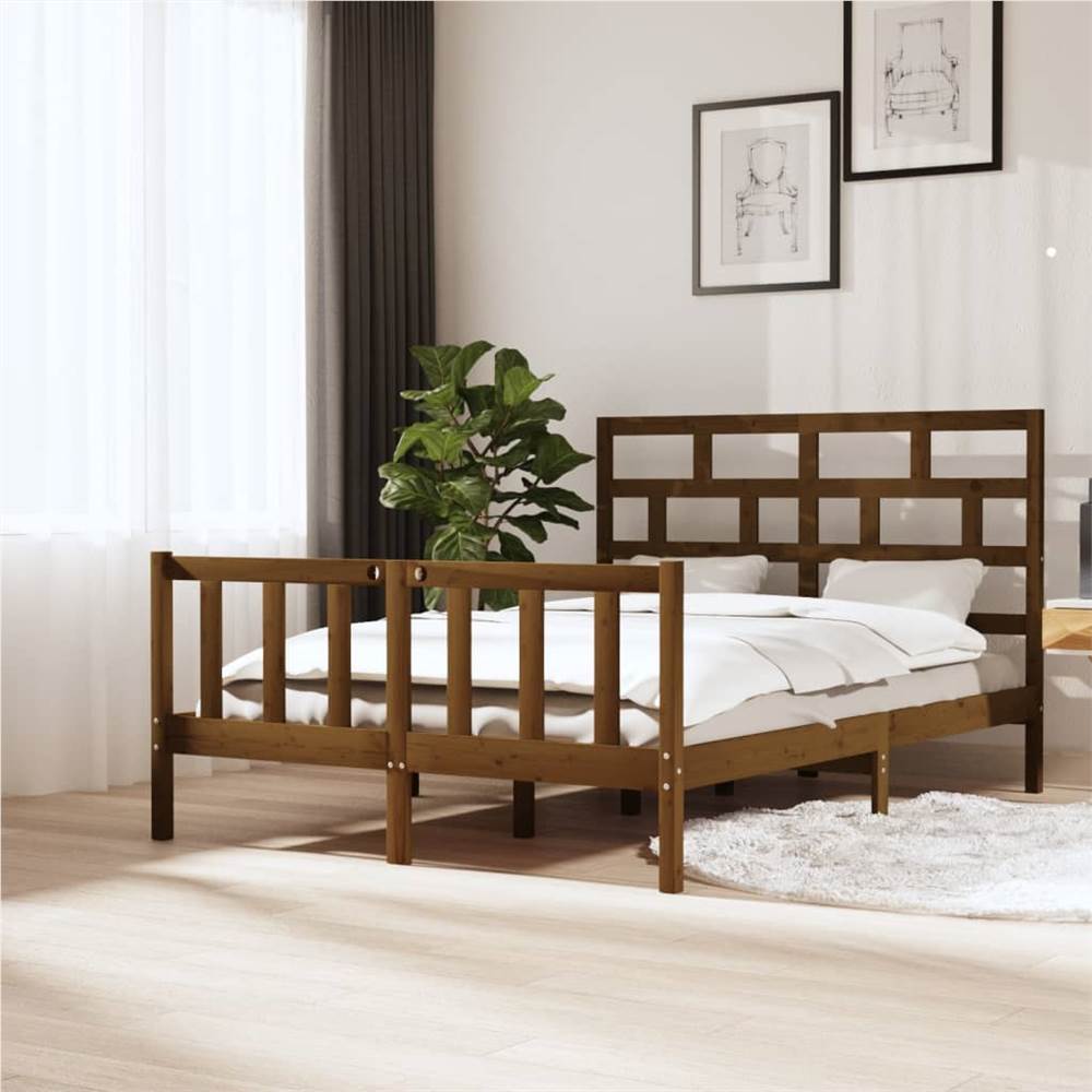 

Bed Frame Honey Brown Solid Wood Pine 140x200 cm 4FT6 Double