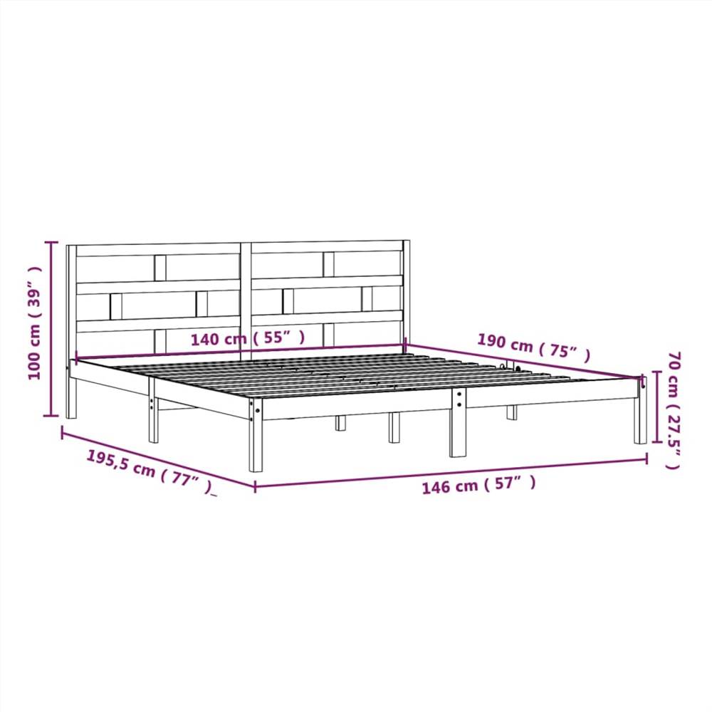 Bed Frame Solid Wood Pine 140x190 cm Double