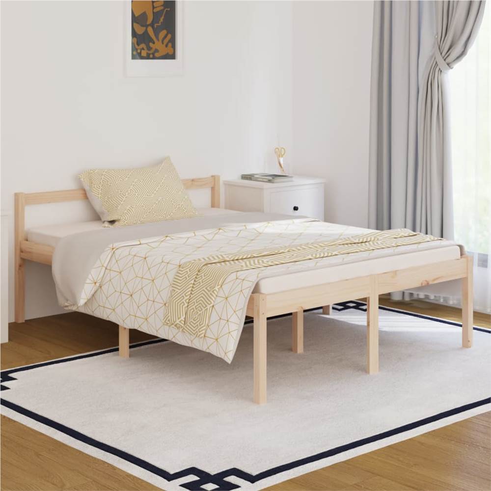 Bed Frame Solid Wood Pine 140x190 cm Double