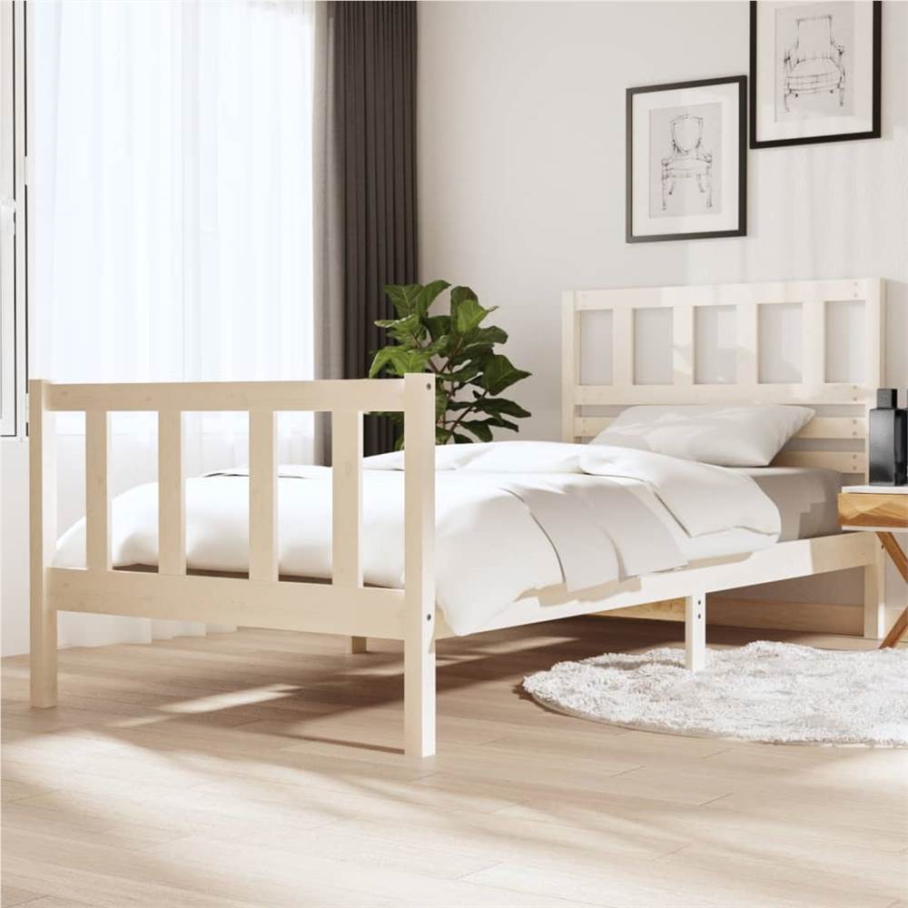

Bed Frame White Solid Wood 100x200 cm