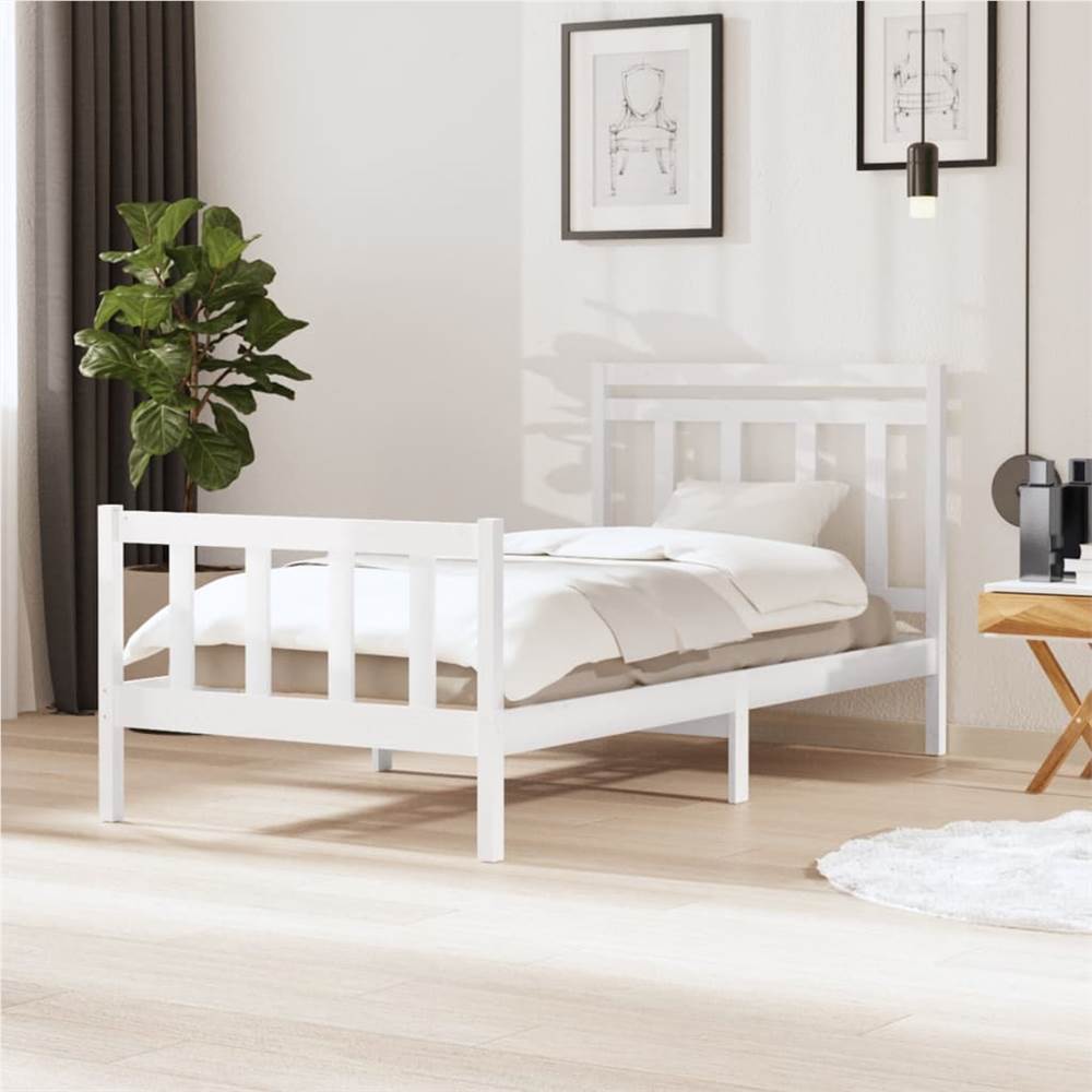 

Bed Frame White Solid Wood 100x200 cm