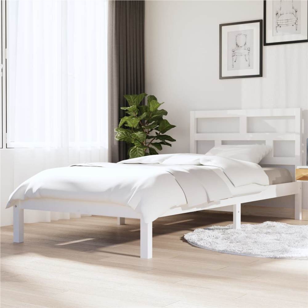 

Bed Frame White Solid Wood Pine 100x200 cm Single