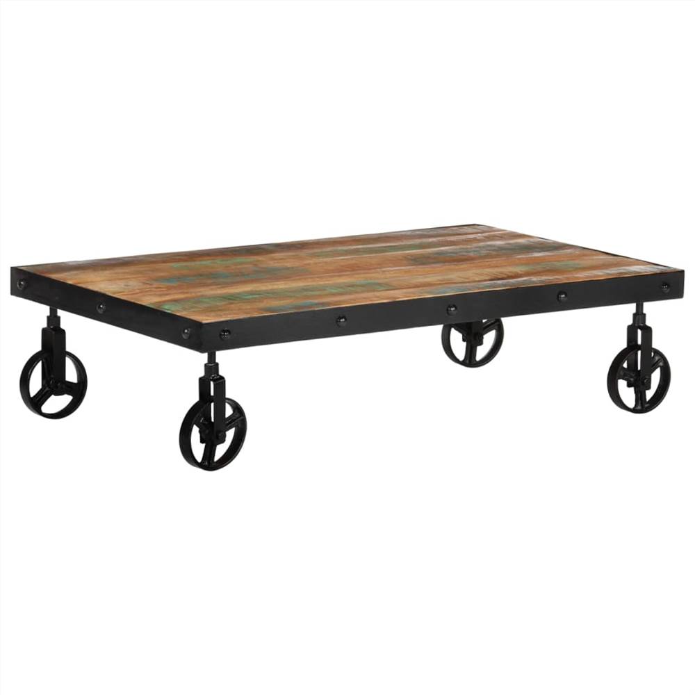 Coffee Table with Wheels 100x60x26 cm Solid Wood Reclaimed