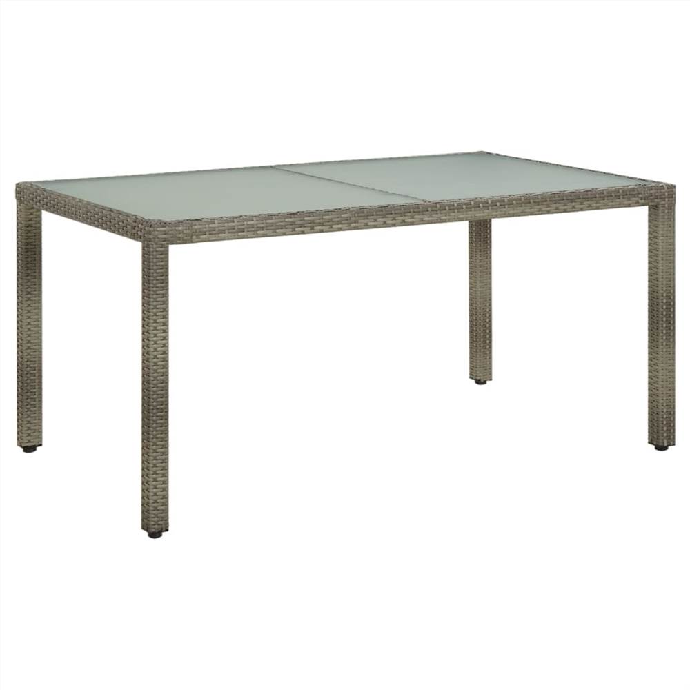 

Garden Table 150x90x75 cm Tempered Glass and Poly Rattan Grey