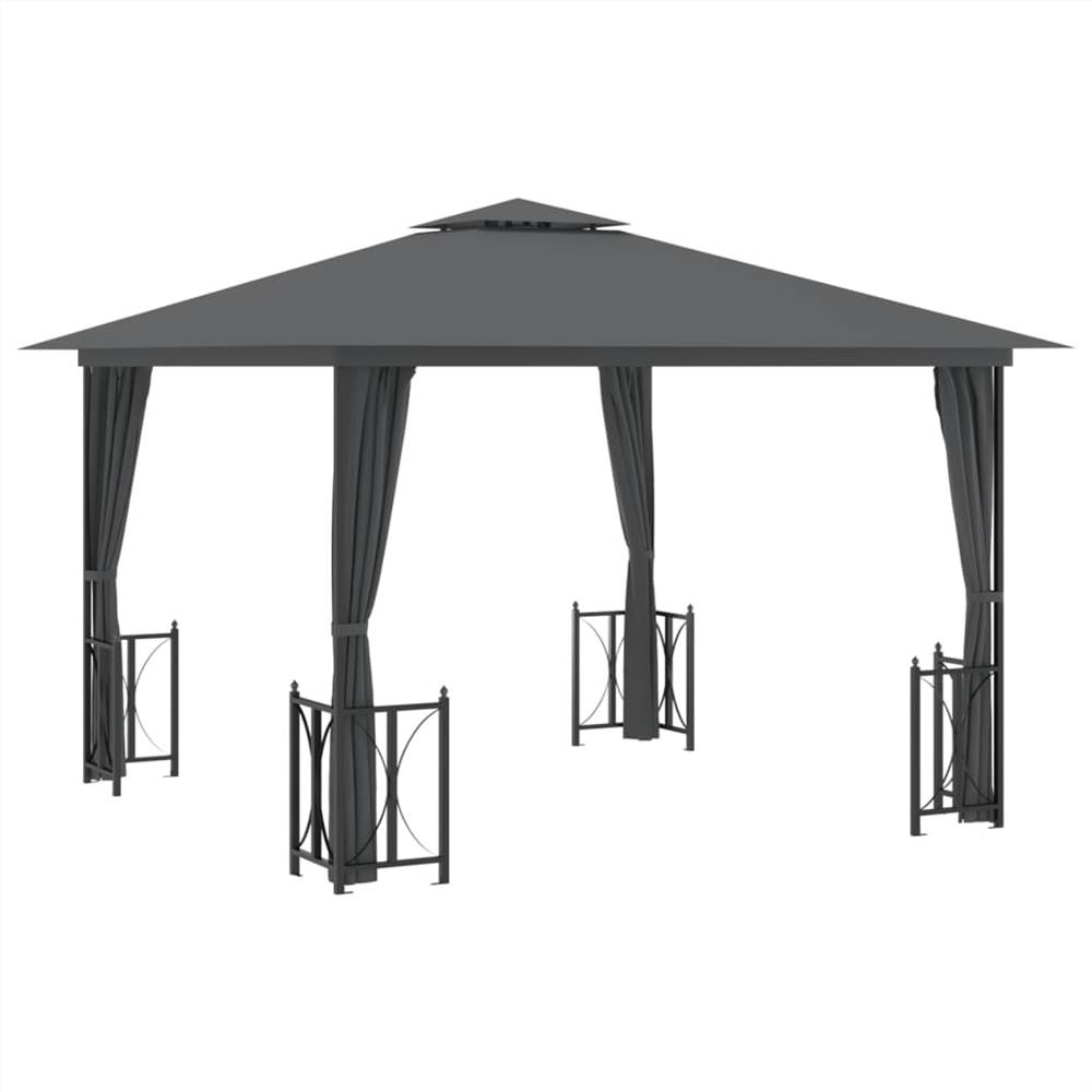 Gazebo with Sidewalls&Double Roofs 3x3 m Anthracite