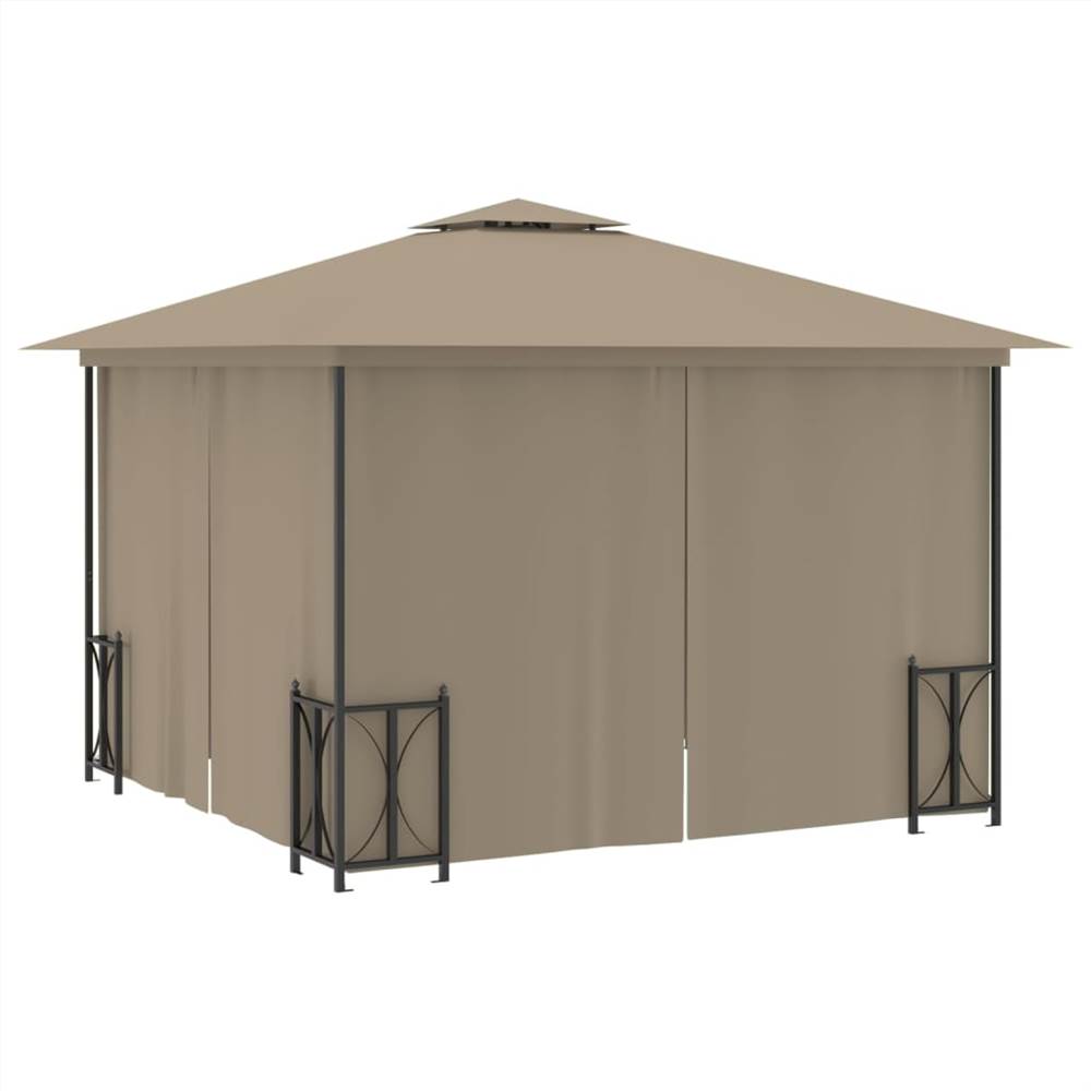 Gazebo with Sidewalls&Double Roofs 3x3 m Taupe