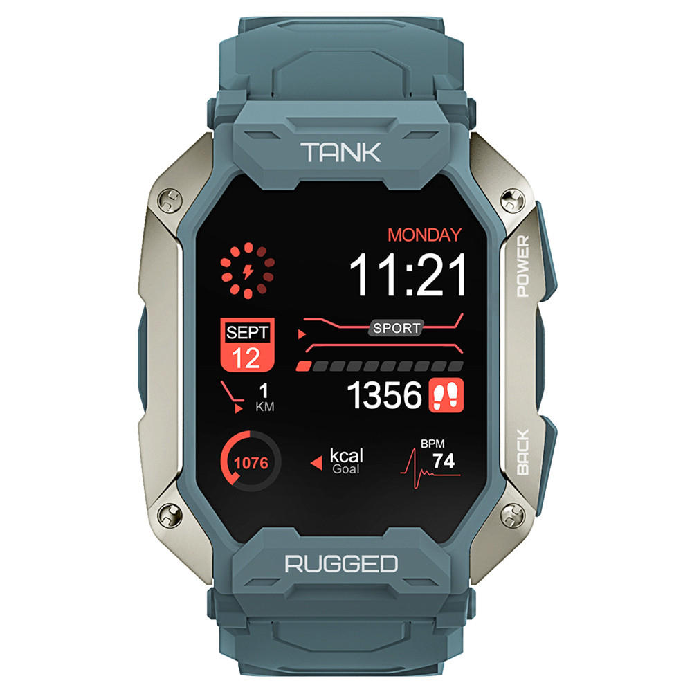 KOSPET TANK M1 PRO Smartwatch 1.72'' Large IPS Screen, 24 Sport Modes, 24H Heart Rate, 5ATM & IP69K Waterproof - Blue
