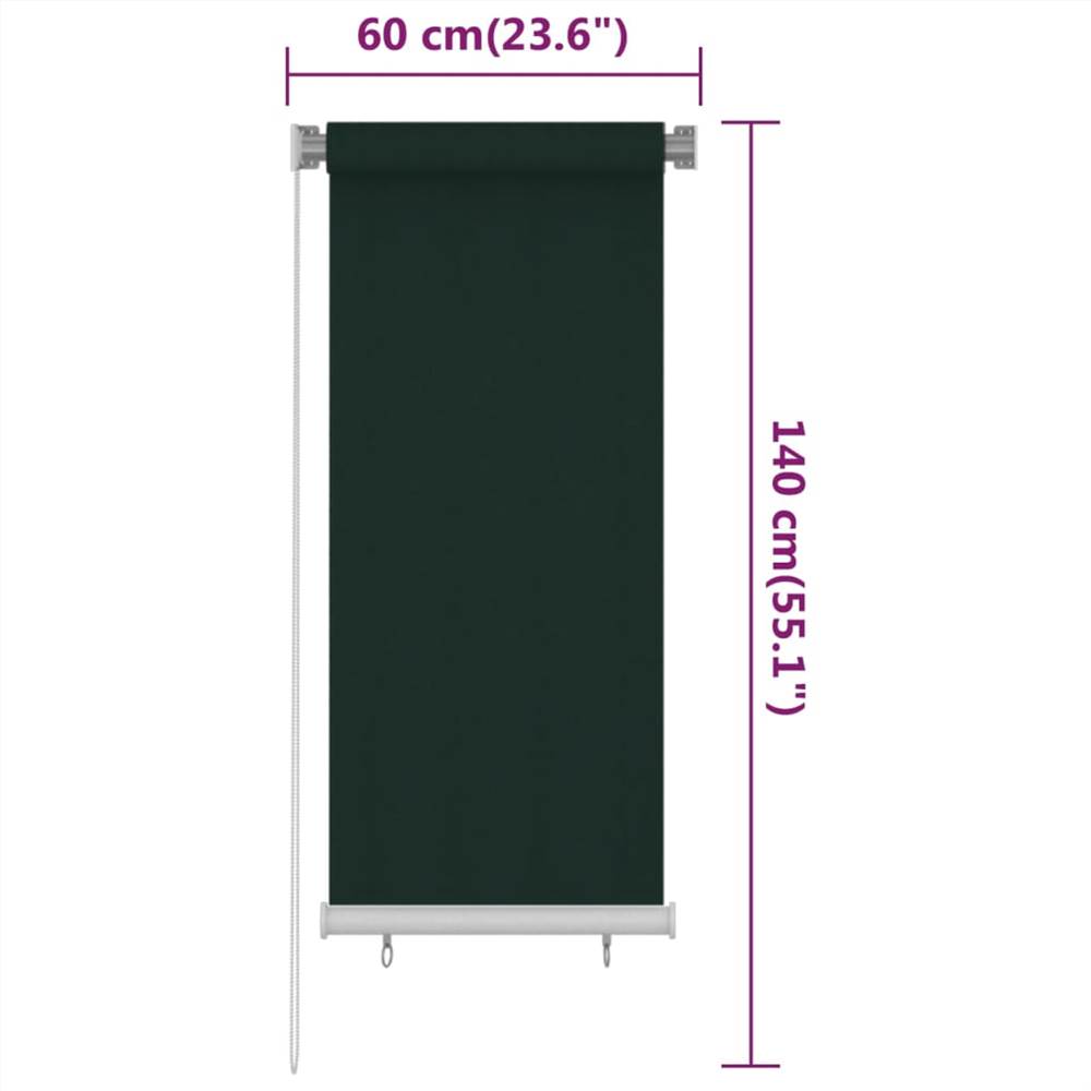 Outdoor Roller Blind 60x140 cm Dark Green HDPE