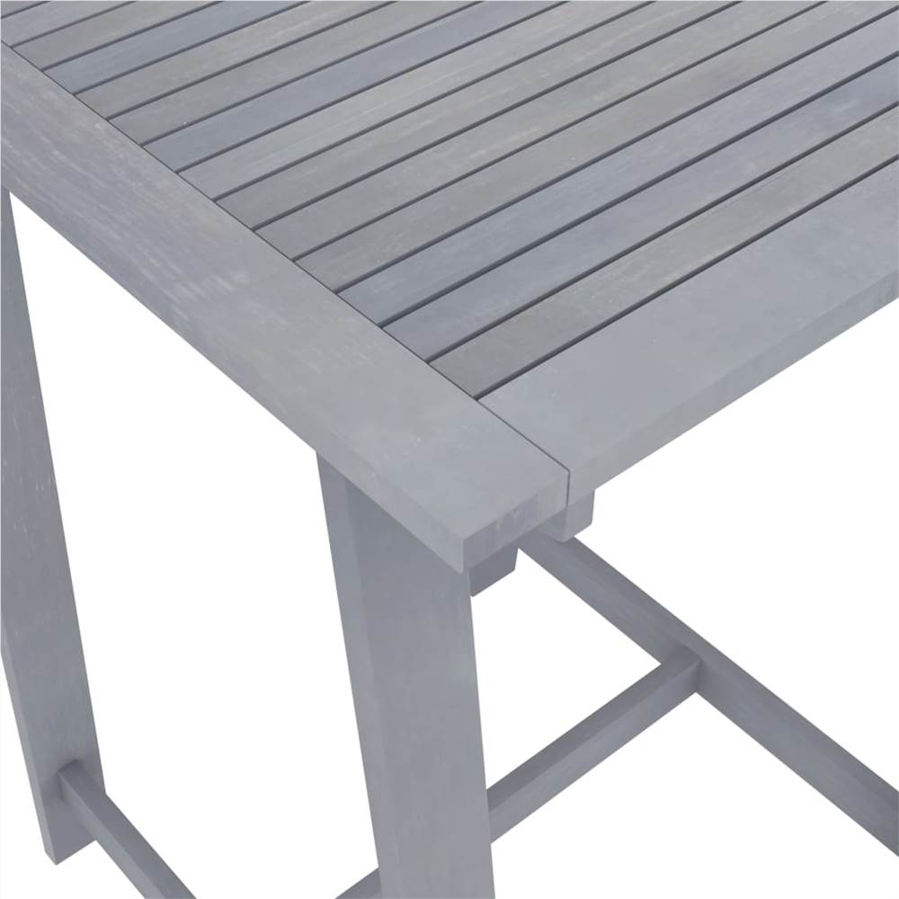 3 Piece Outdoor Bar Set Grey Solid Acacia Wood
