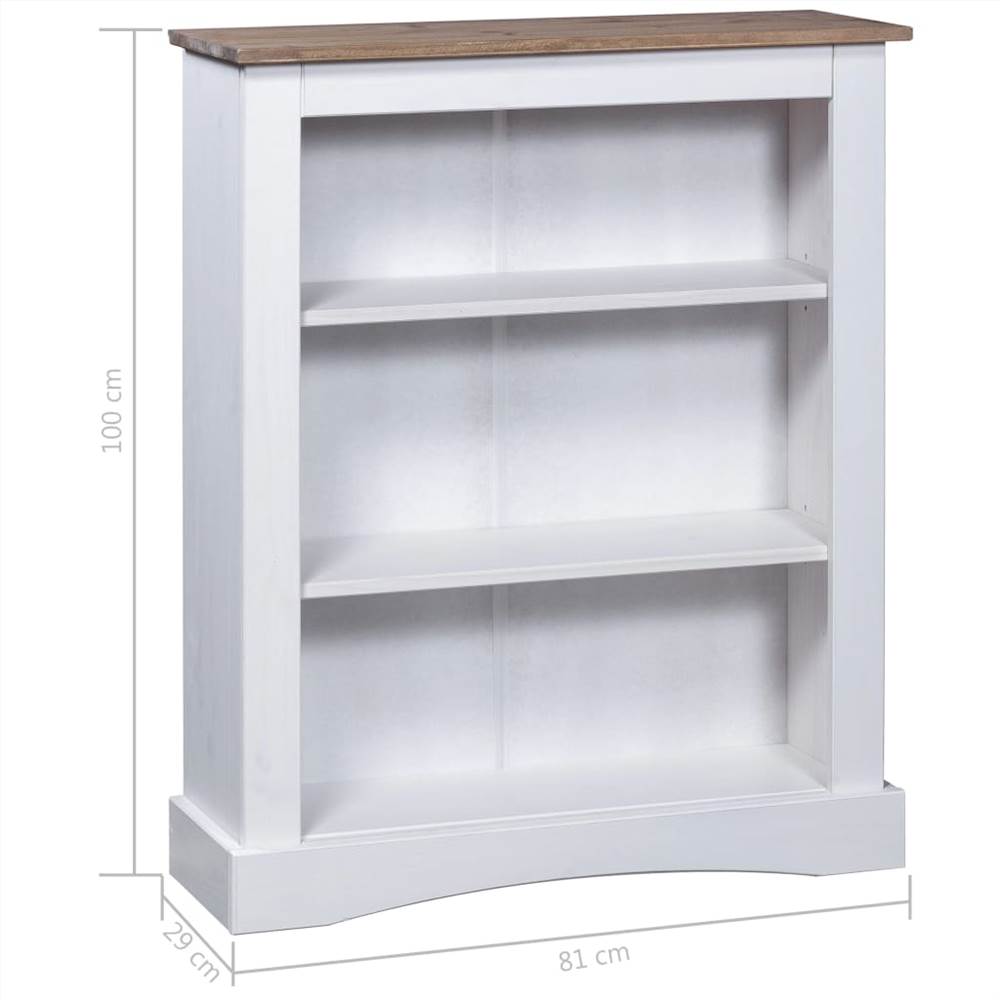 3-Tier Bookcase Mexican Pine Corona Range White 81x29x100 cm
