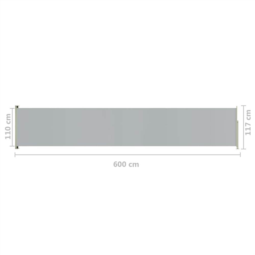 Patio Retractable Side Awning 117x600 cm Grey