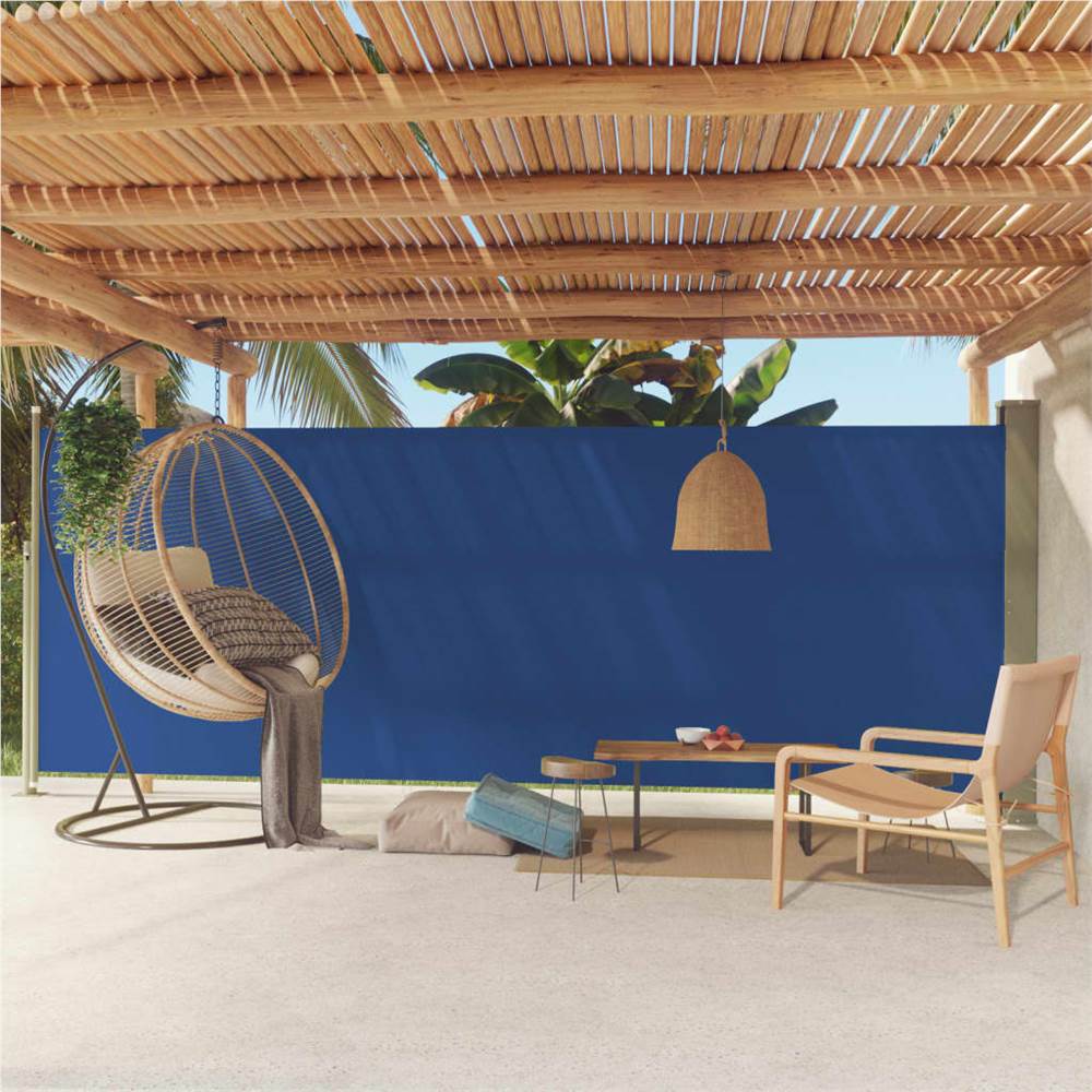 Patio Retractable Side Awning 200x500 cm Blue
