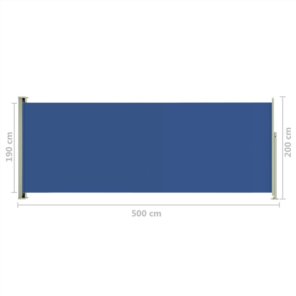 Patio Retractable Side Awning 200x500 cm Blue