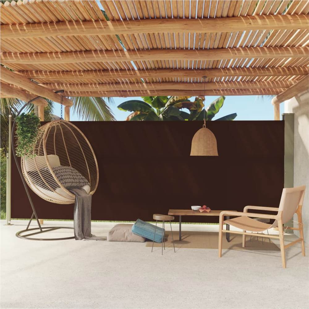 Patio Retractable Side Awning 200x500 cm Brown