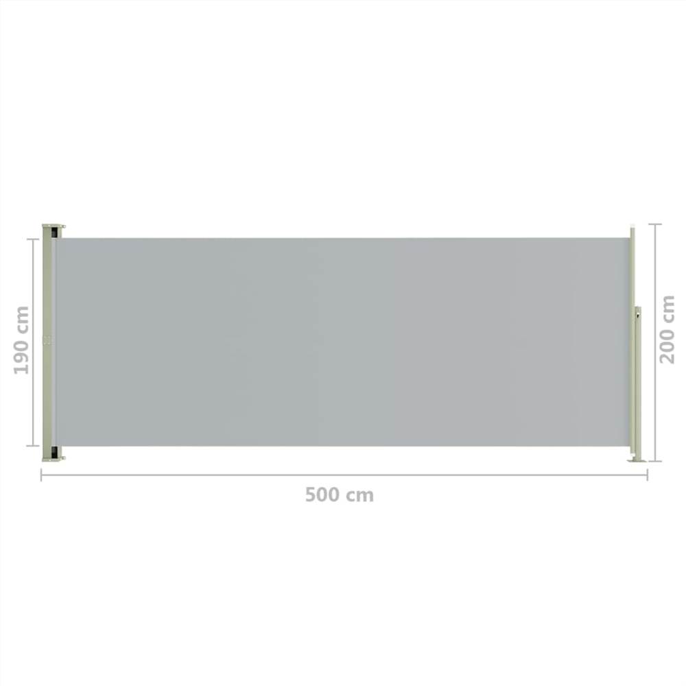 Patio Retractable Side Awning 200x500 cm Grey