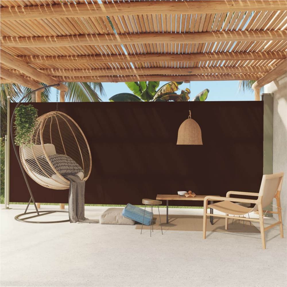 Patio Retractable Side Awning 220x500 cm Brown