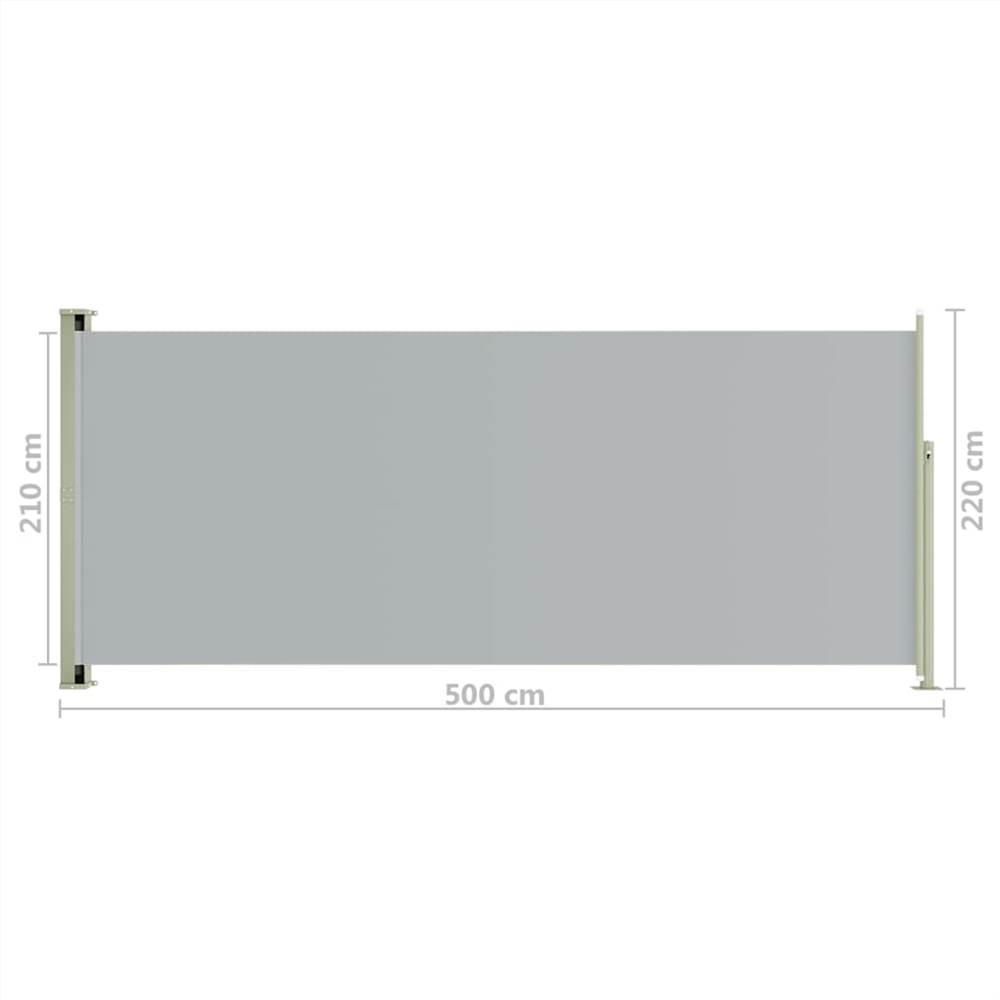 Patio Retractable Side Awning 220x500 cm Grey