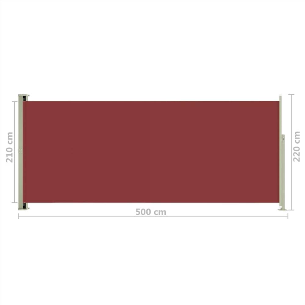 Patio Retractable Side Awning 220x500 cm Red