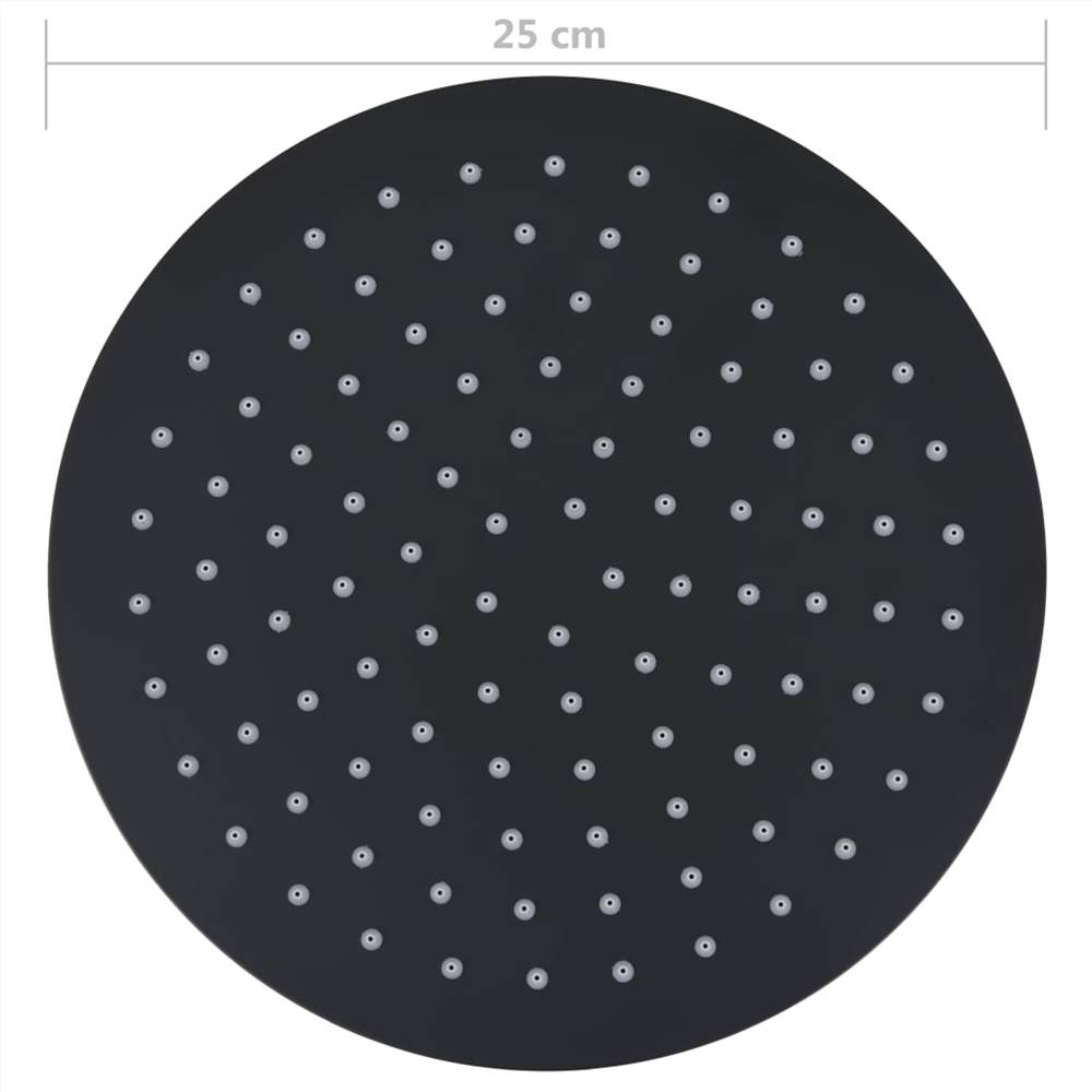 Rain Shower Head Stainless Steel 25 cm Round Black
