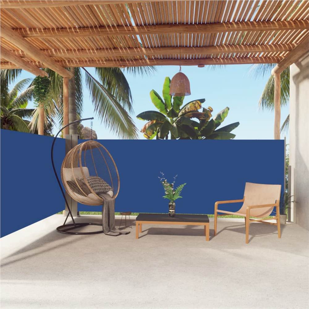 Retractable Side Awning Blue 140x600 cm