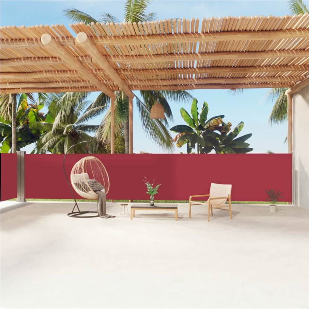 Retractable Side Awning Red 140x1200 cm