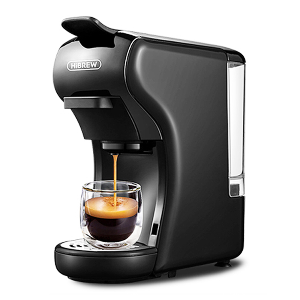 HiBREW H1A 1450W Espresso Coffee Machine, 19 Bar Extraction, Hot/Cold 4-in-1 Multiple Capsule Coffee Maker - Black