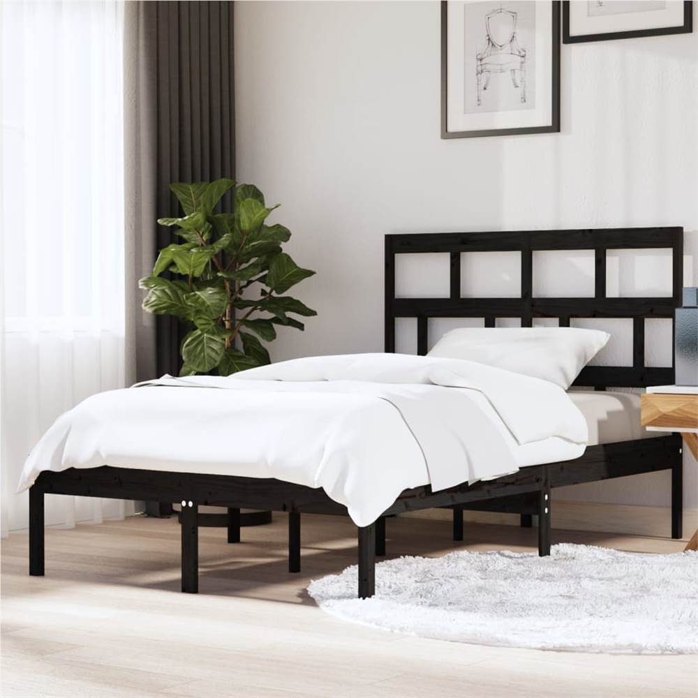 

Bed Frame Black Solid Wood Pine 140x200 cm 4FT6 Double