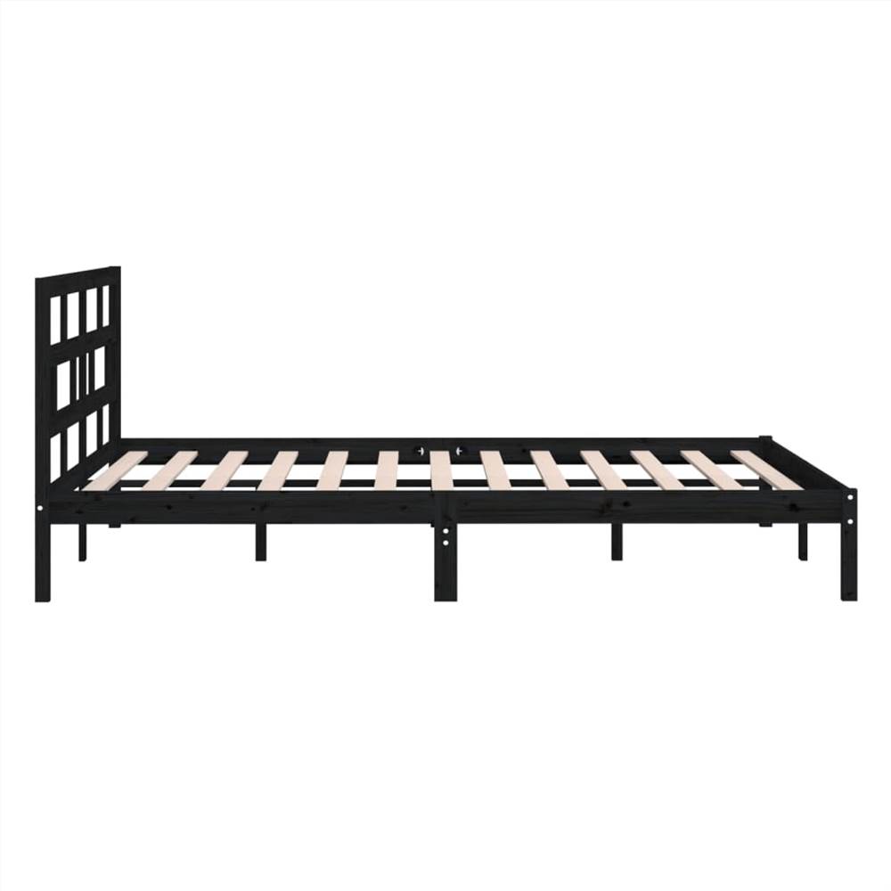 Bed Frame Black Solid Wood Pine 140x200 cm 4FT6 Double