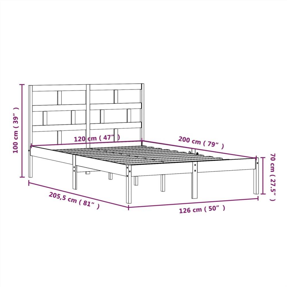Bed Frame Grey Solid Wood Pine 120x200 cm 4FT Small Double