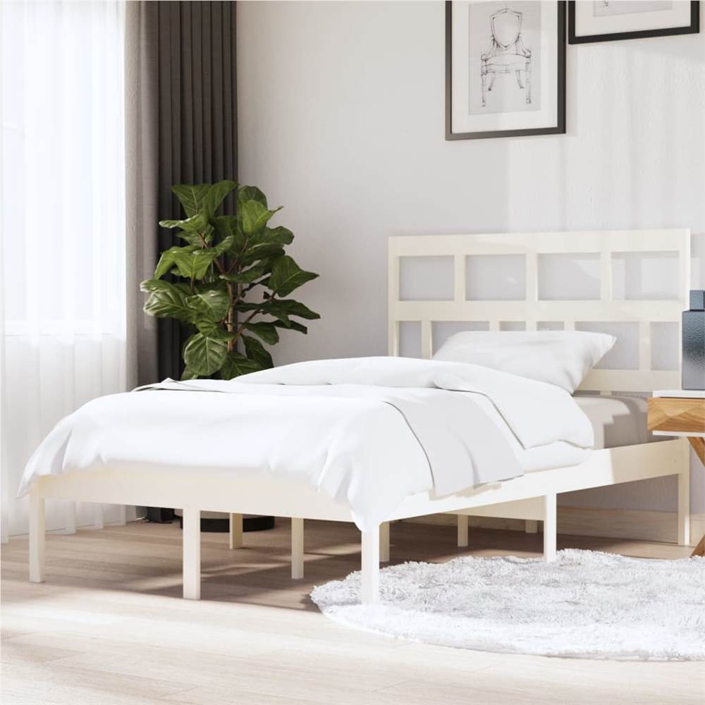 

Bed Frame White Solid Wood Pine 140x200 cm 4FT6 Double