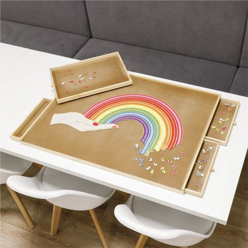 HI Puzzle Table with 4 Drawers 76x57x4.5 cm Wood