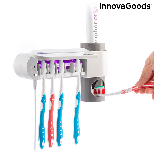 UV Toothbrush Steriliser with Stand and Toothpaste Dispenser